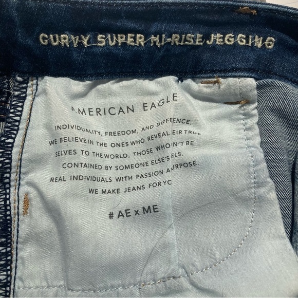 AMERICAN EAGLE  Sz 14 Super High Rise Dark Wash Jeggings Jeans - Picture 6 of 8